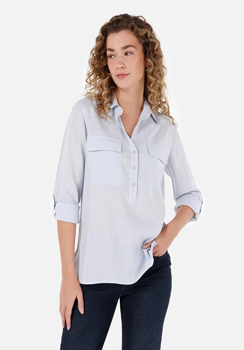 Показати інформацію про Сорочка З Довгим Рукавом Жіноча Блакитна  Cl1068237