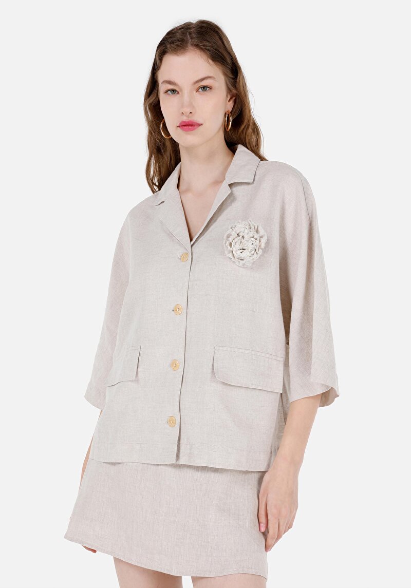 Зображення Сорочка З Довгим Рукавом Жіноча Бежева Cl1068246