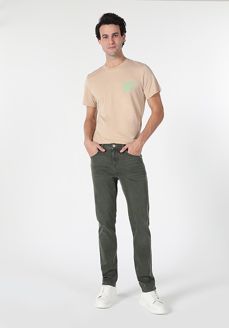 Зображення 044 Karl Джинси Чоловічі Хакі Прямого Крою Cl1059194