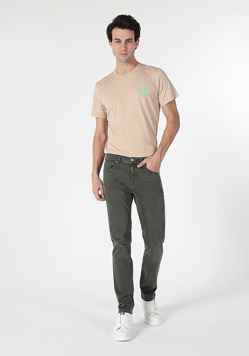 Зображення 044 Karl Джинси Чоловічі Хакі Прямого Крою Cl1059194