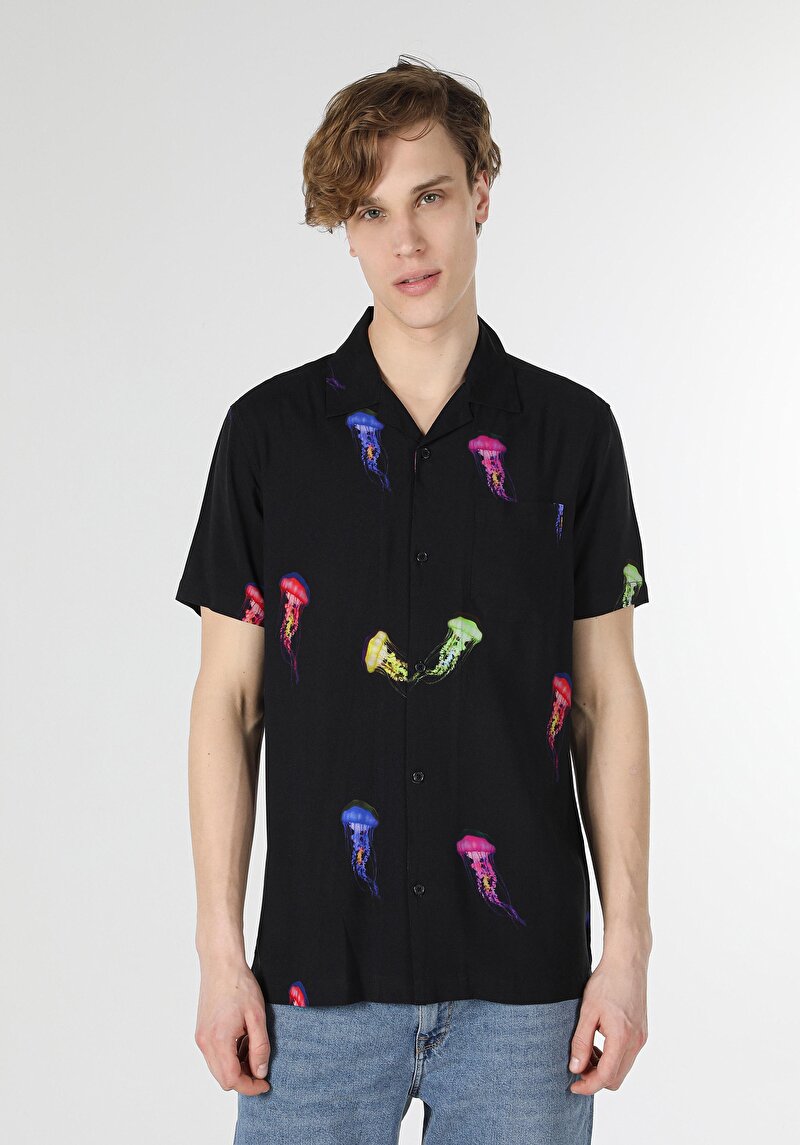 Зображення Сорочка З Коротким Рукавом Чоловіча Чорна  Cl1056858