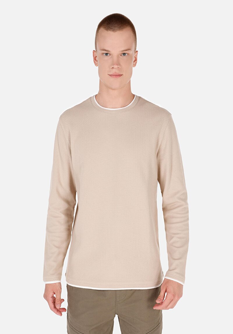Зображення Футболка З Довгим Рукавом Чоловіча Бежева  Cl1069828