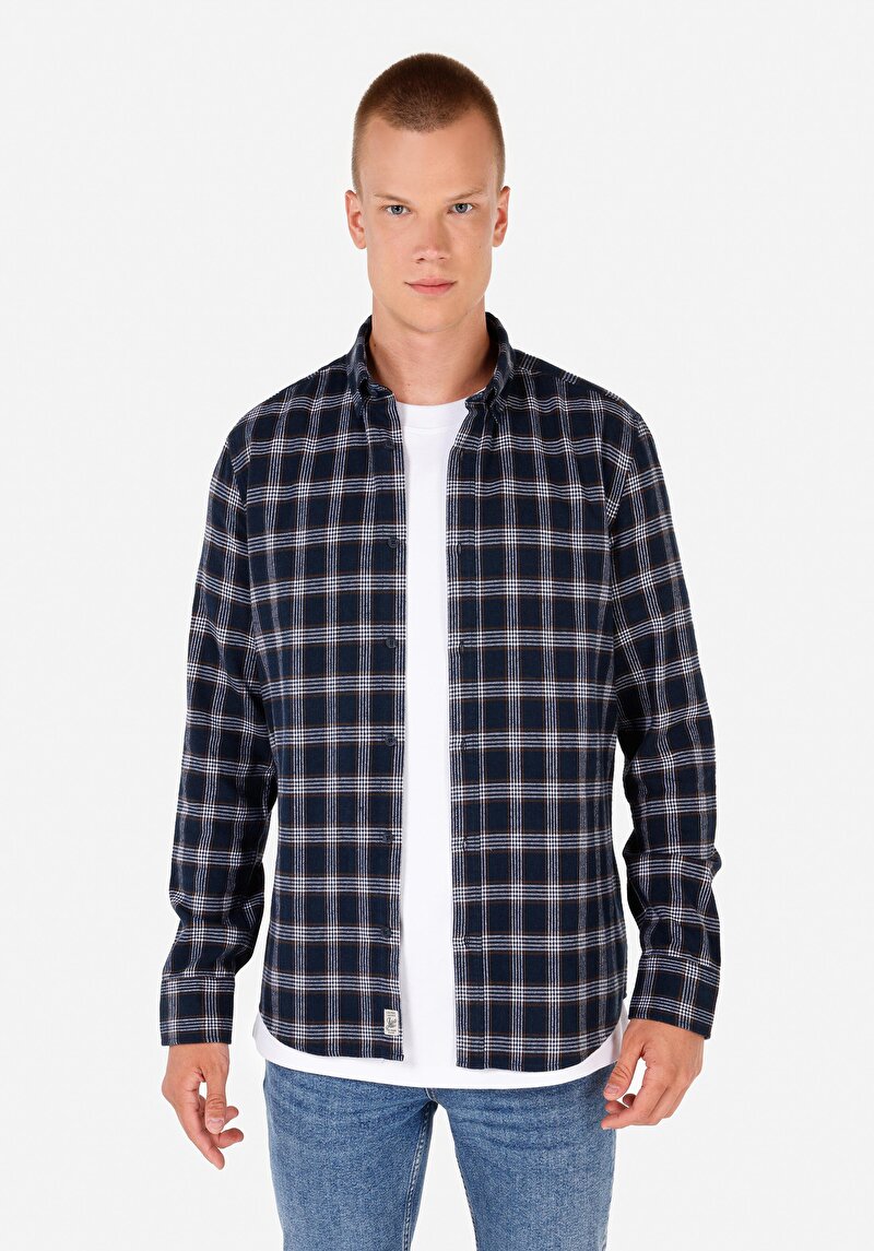 Показати інформацію про Сорочка З Довгим Рукавом Чоловіча Синя  Cl1069833