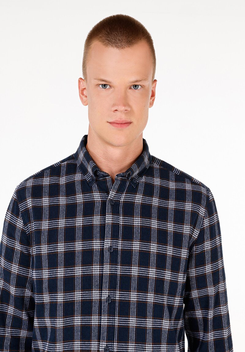 Показати інформацію про Сорочка З Довгим Рукавом Чоловіча Синя  Cl1069833