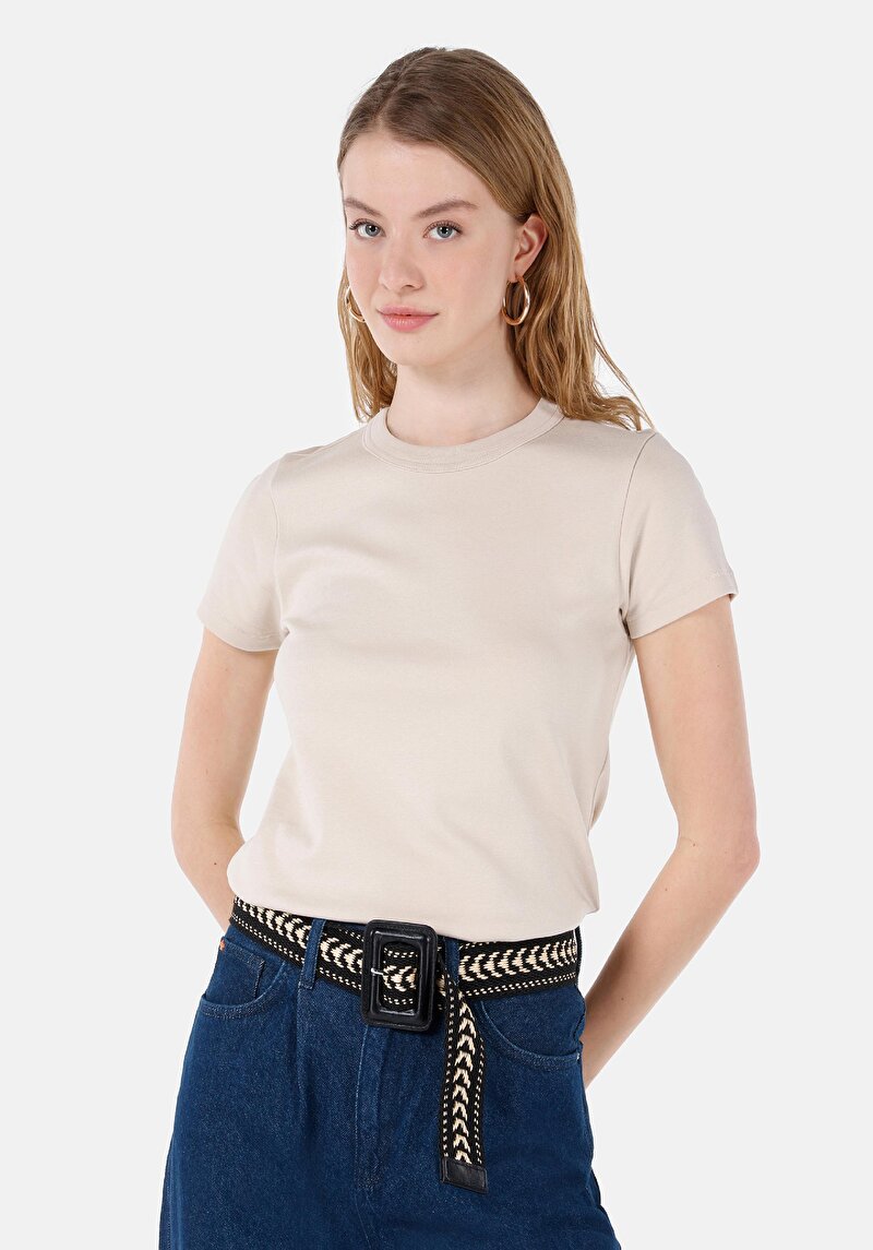 Зображення Футболка З Коротким Рукавом Жіноча Бежева Cl1068567