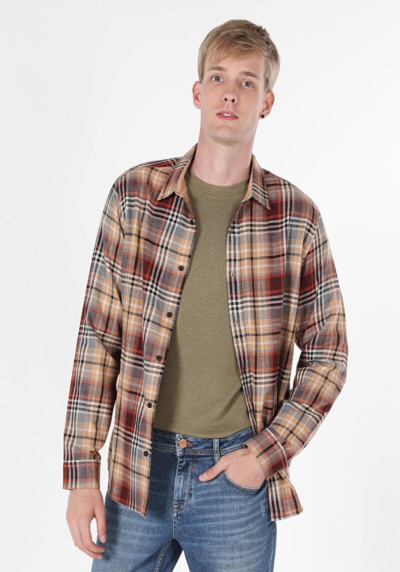 Зображення Сорочка З Довгим Рукавом Чоловіча Коричнева  Cl1060490