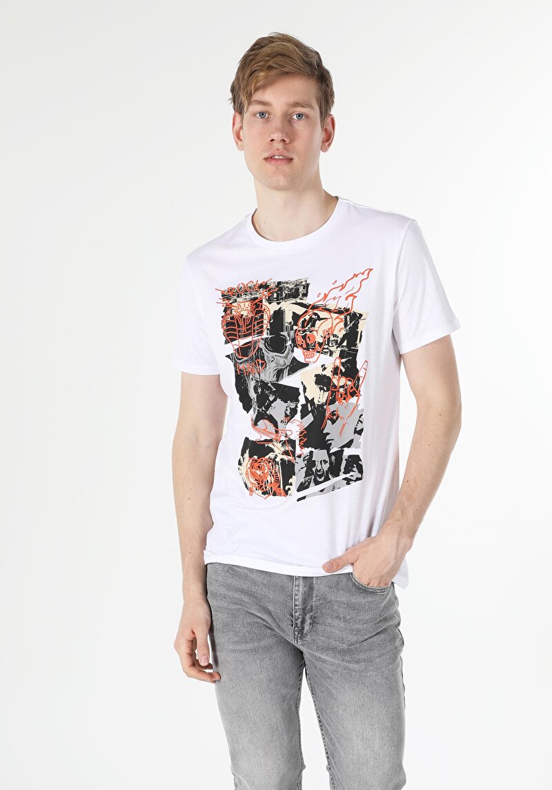 Показати інформацію про Футболка З Коротким Рукавом Чоловіча Біла  Cl1057124