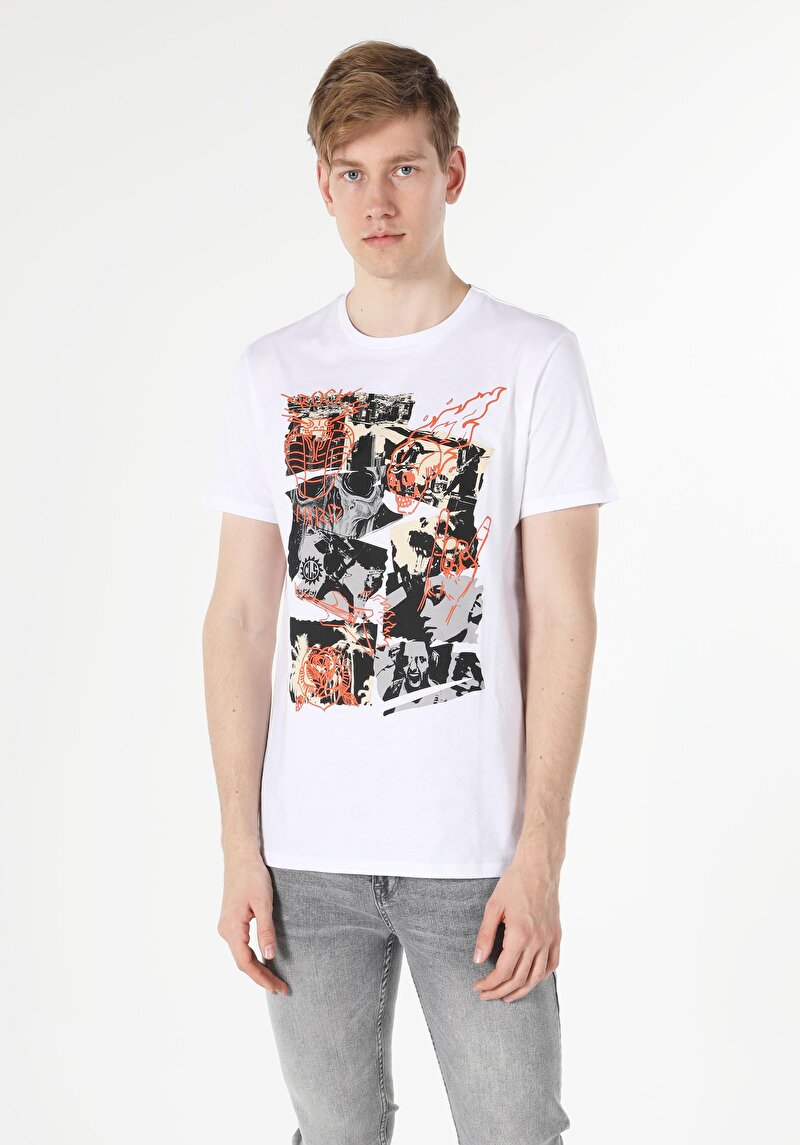 Показати інформацію про Футболка З Коротким Рукавом Чоловіча Біла  Cl1057124