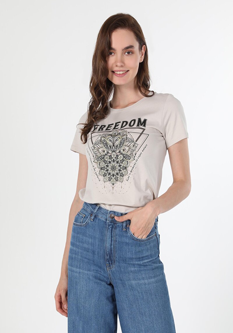 Зображення Футболка З Коротким Рукавом Жіноча Бежева  Cl1060505