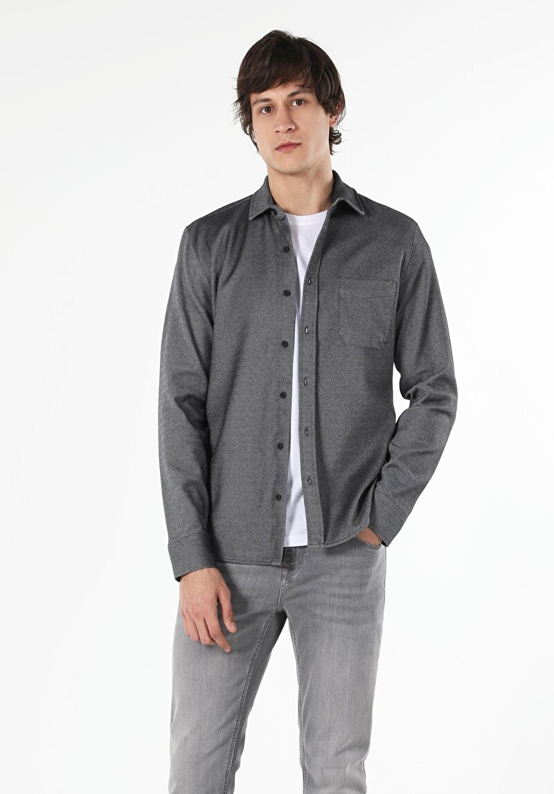 Показати інформацію про Сорочка З Довгим Рукавом Чоловіча Чорна  Cl1057177