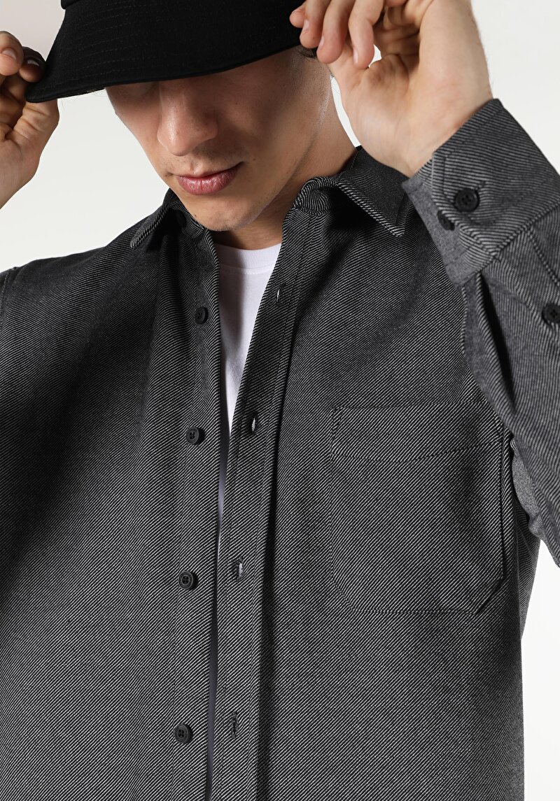 Показати інформацію про Сорочка З Довгим Рукавом Чоловіча Чорна  Cl1057177