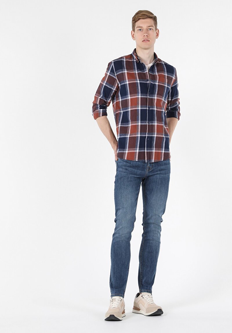 Показати інформацію про Сорочка З Довгим Рукавом Чоловіча Синя  Cl1057208