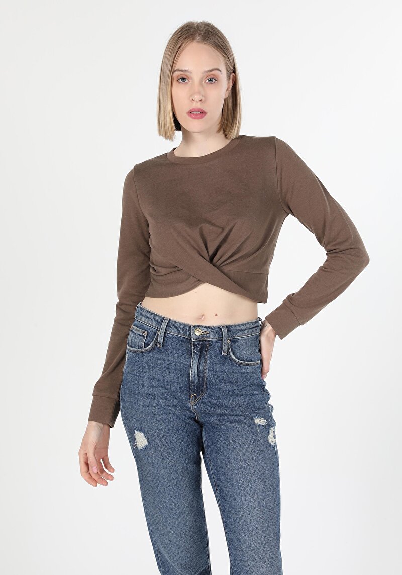 Зображення Футболка З Довгим Рукавом Жіноча Коричнева  Cl1060595