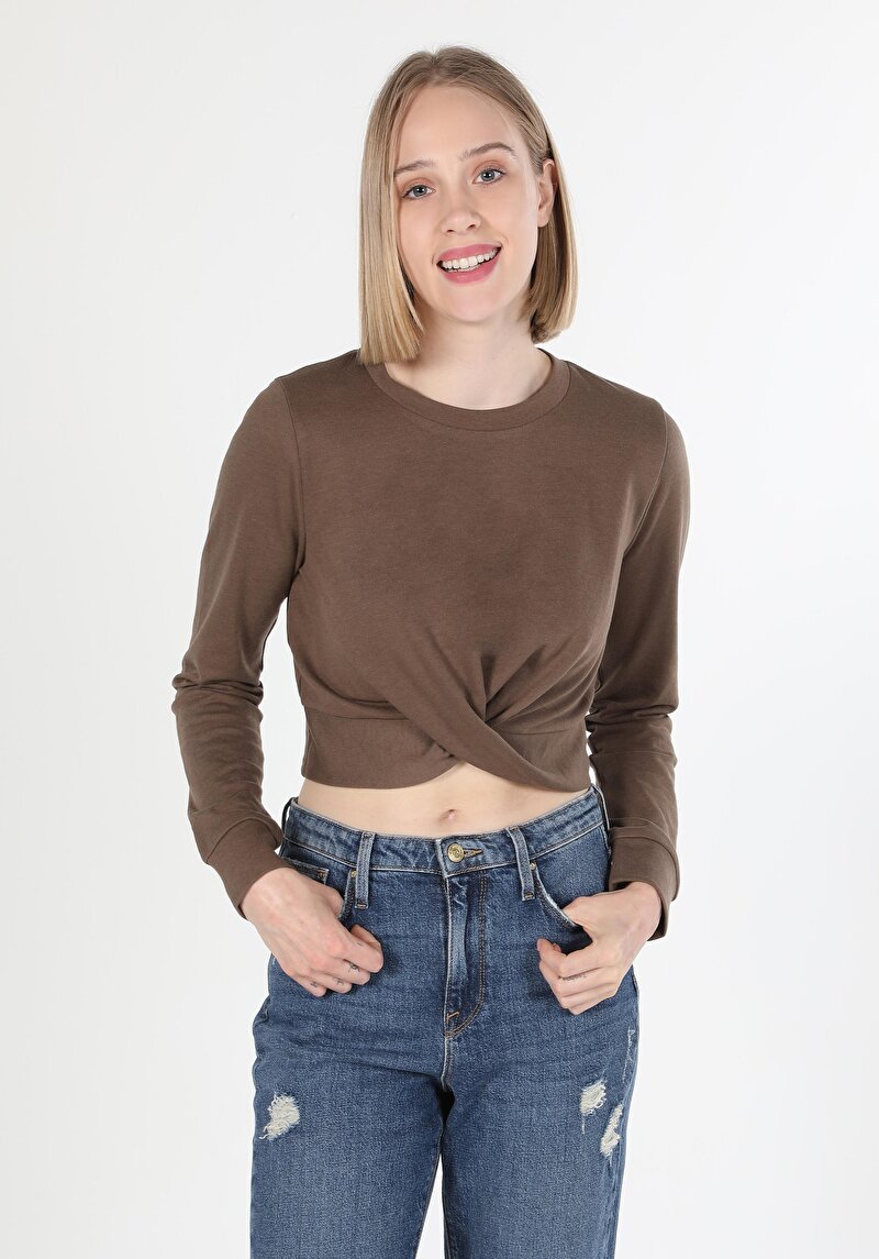 Показати інформацію про Футболка З Довгим Рукавом Жіноча Коричнева  Cl1060595