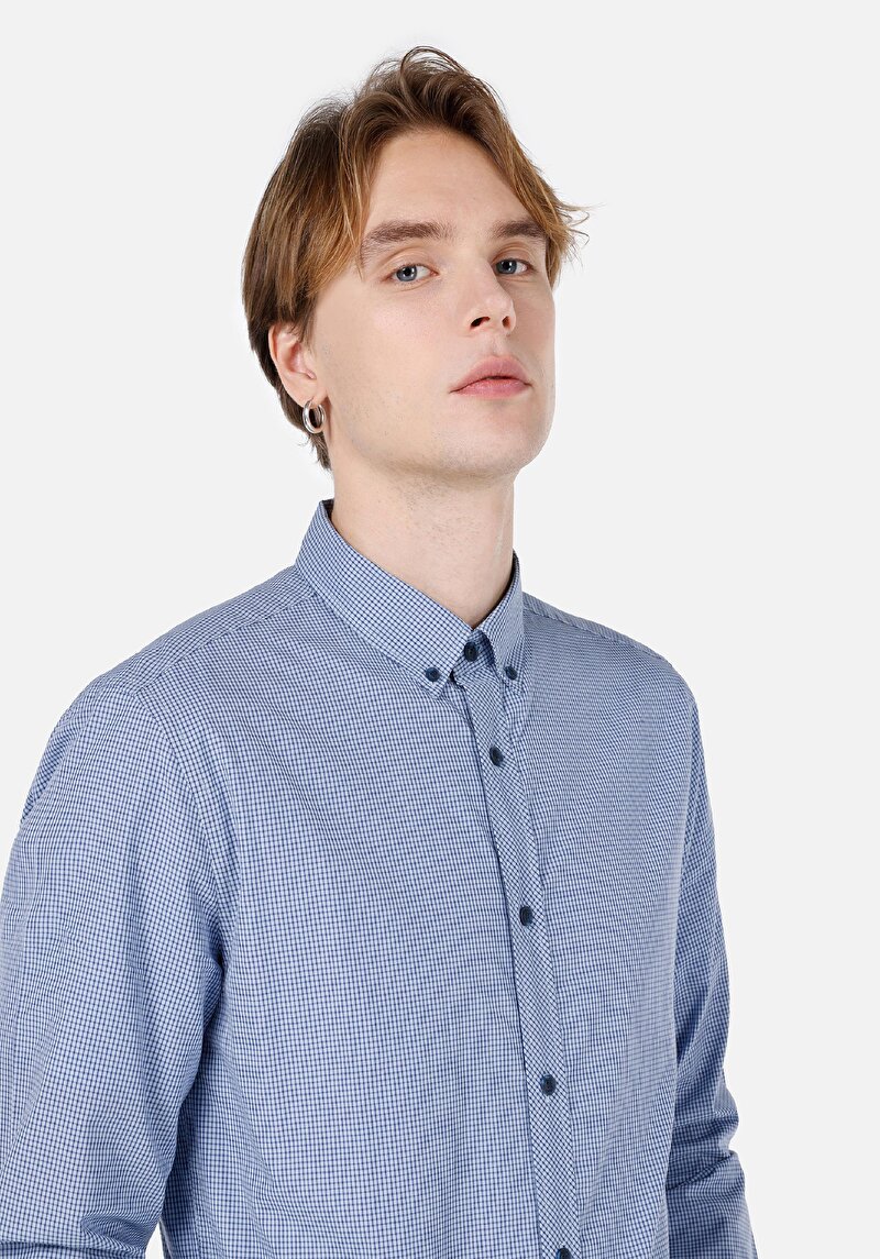 Показати інформацію про Сорочка З Довгим Рукавом Чоловіча Блакитна  Cl1064017