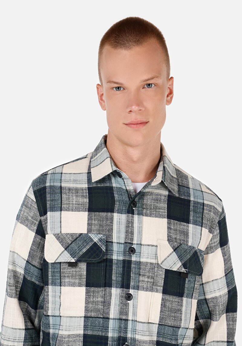 Показати інформацію про Сорочка З Довгим Рукавом Чоловіча Зелена  Cl1069961