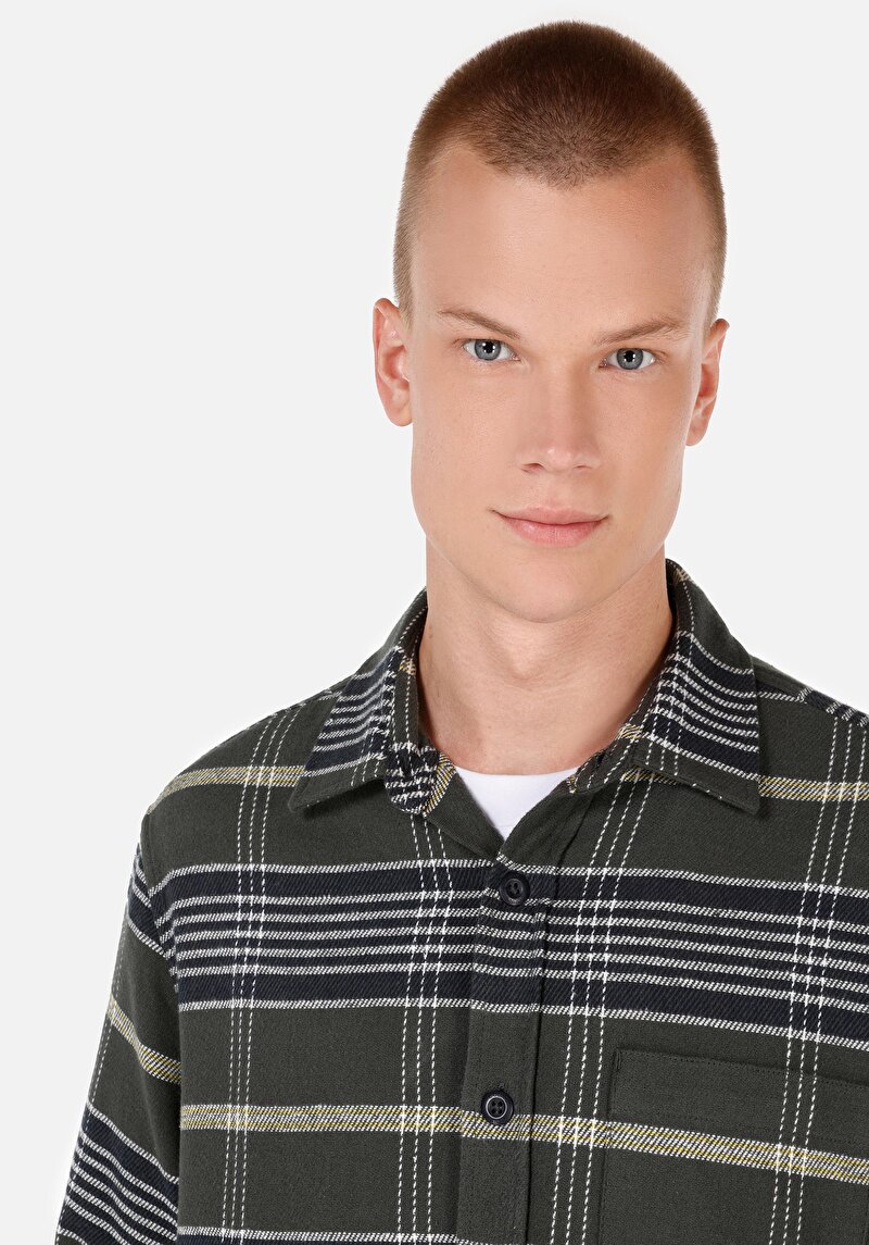 Показати інформацію про Сорочка З Довгим Рукавом Чоловіча Зелена  Cl1069964