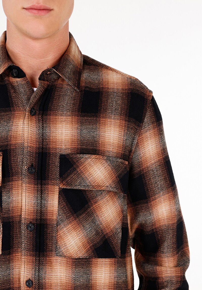 Показати інформацію про Сорочка З Довгим Рукавом Чоловіча Коричнева  Cl1070025