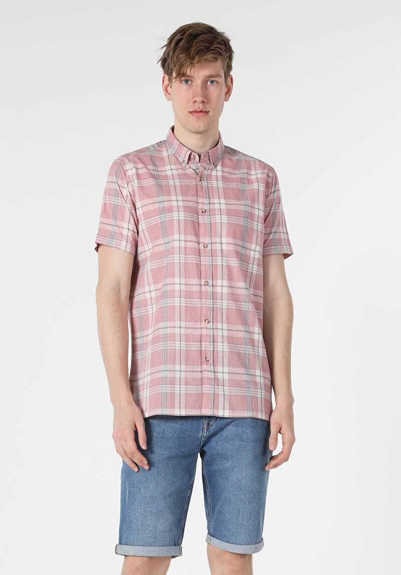 Показати інформацію про Сорочка З Коротким Рукавом Чоловіча Помаранчева  Cl1057560