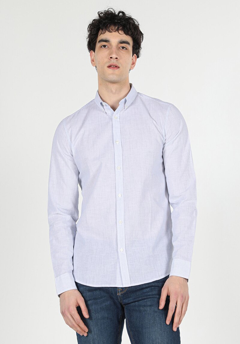 Зображення Сорочка З Довгим Рукавом Чоловіча Блакитна  Cl1057801