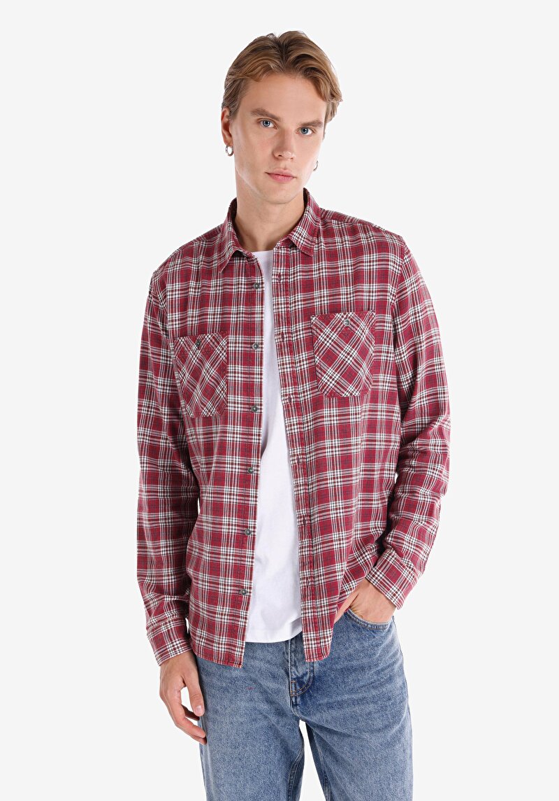 Зображення Сорочка З Довгим Рукавом Чоловіча Бордова Cl1064677