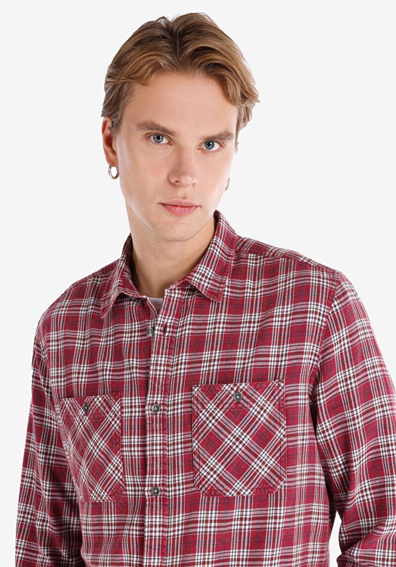 Показати інформацію про Сорочка З Довгим Рукавом Чоловіча Бордова  Cl1064677