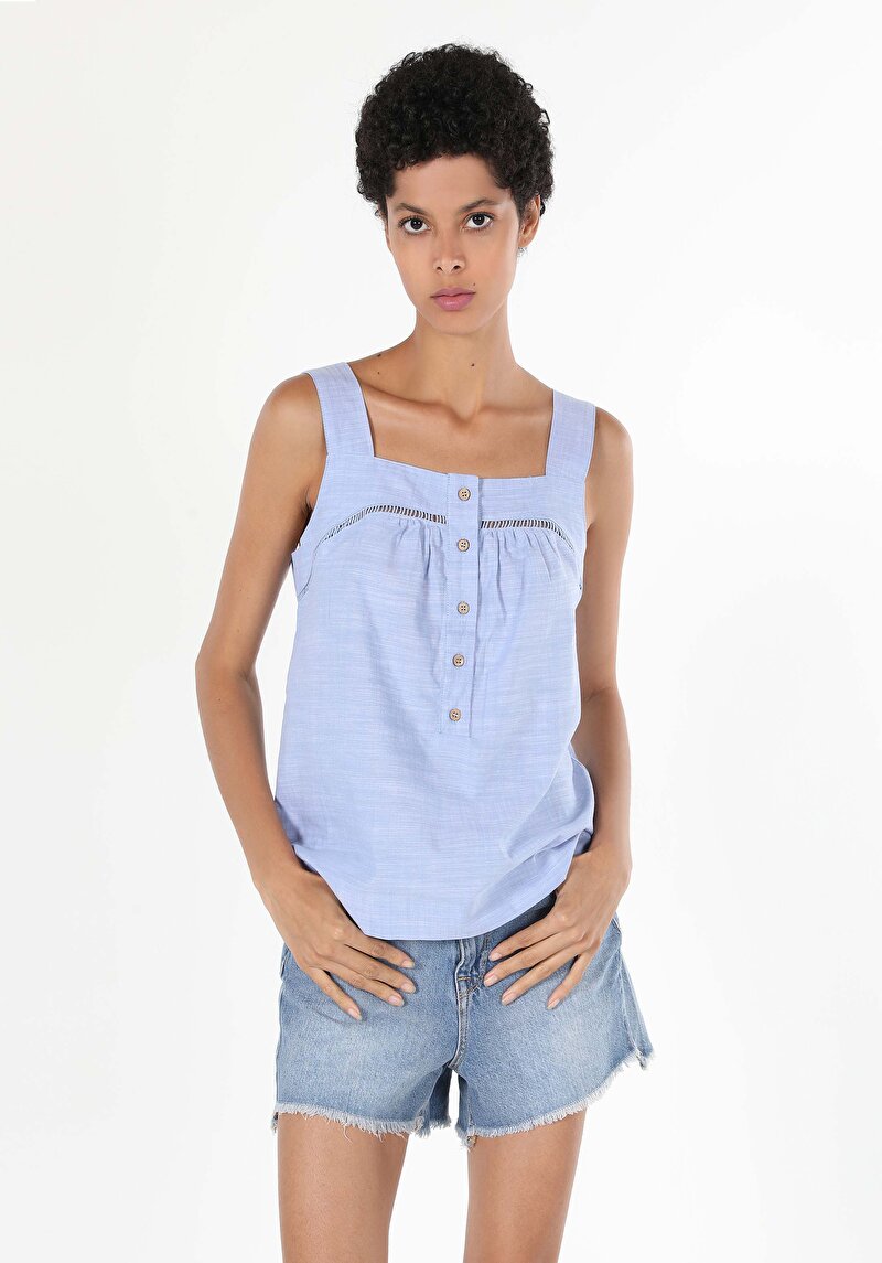 Зображення Сорочка З Коротким Рукавом Жіноча Блакитна  Cl1058763