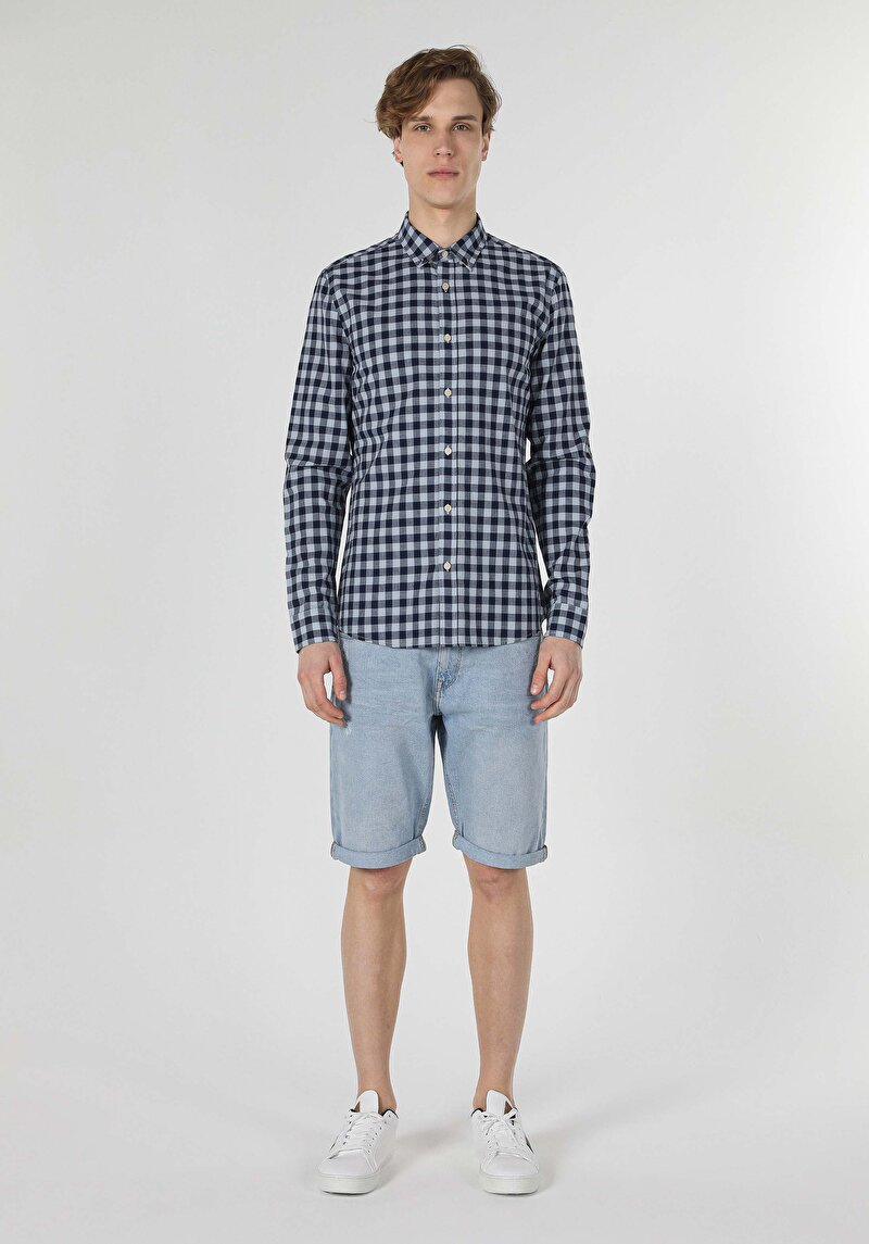 Показати інформацію про Сорочка З Довгим Рукавом Чоловіча Синя  Cl1058816