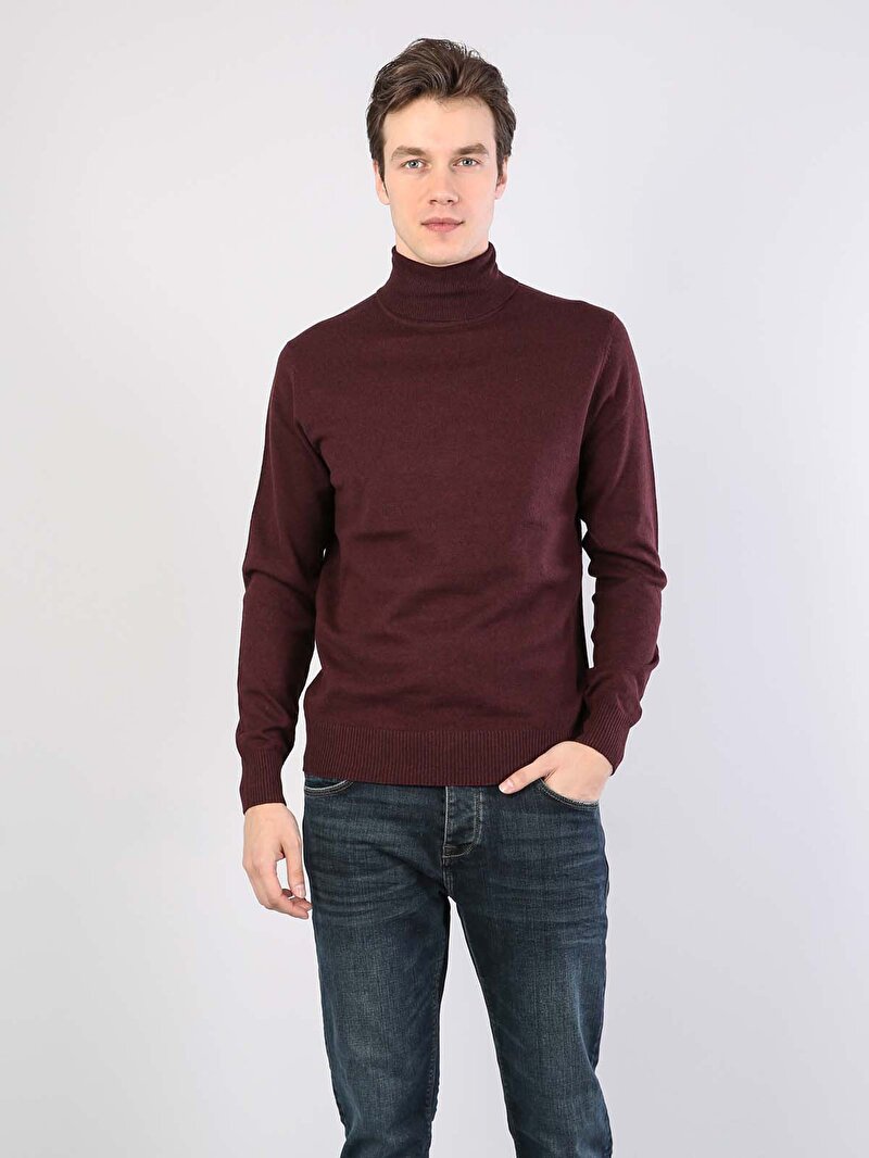 Показати інформацію про Светр Чоловічий Бордовий Вузького Крою Cl1023624