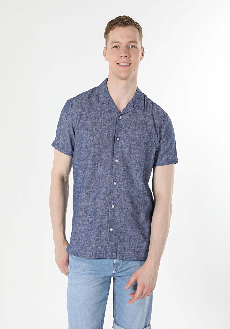 Показати інформацію про Сорочка З Коротким Рукавом Чоловіча Блакитна  Cl1048299