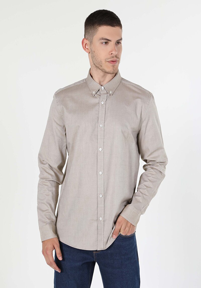 Зображення Сорочка З Довгим Рукавом Чоловіча Бежева  Cl1048576