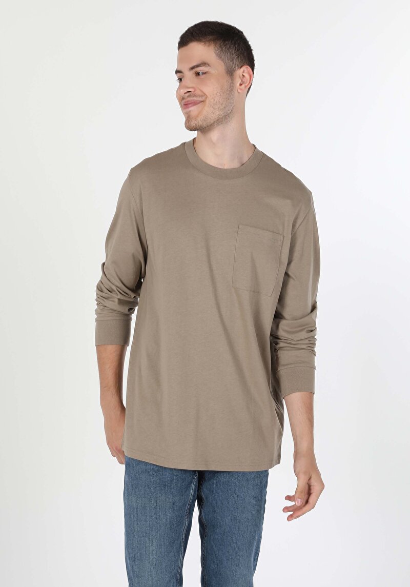 Зображення Футболка З Довгим Рукавом Чоловіча Бежева  Cl1059666