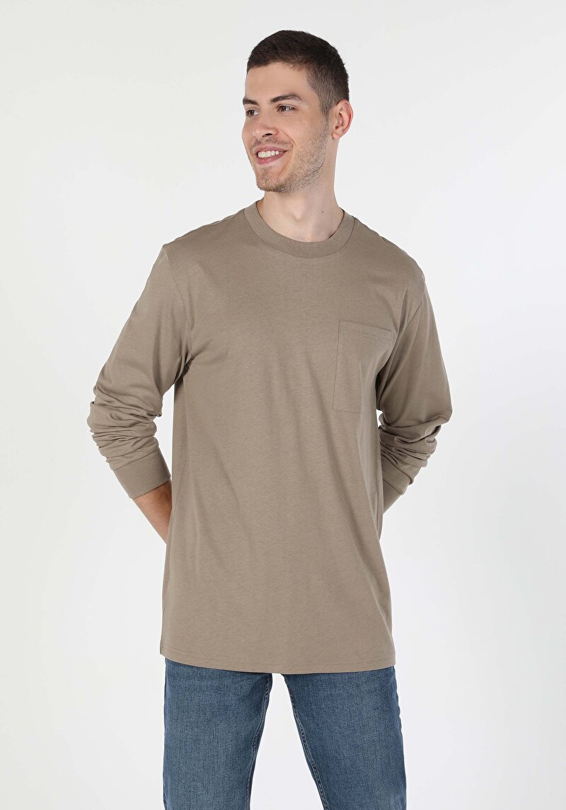 Показати інформацію про Футболка З Довгим Рукавом Чоловіча Бежева  Cl1059666