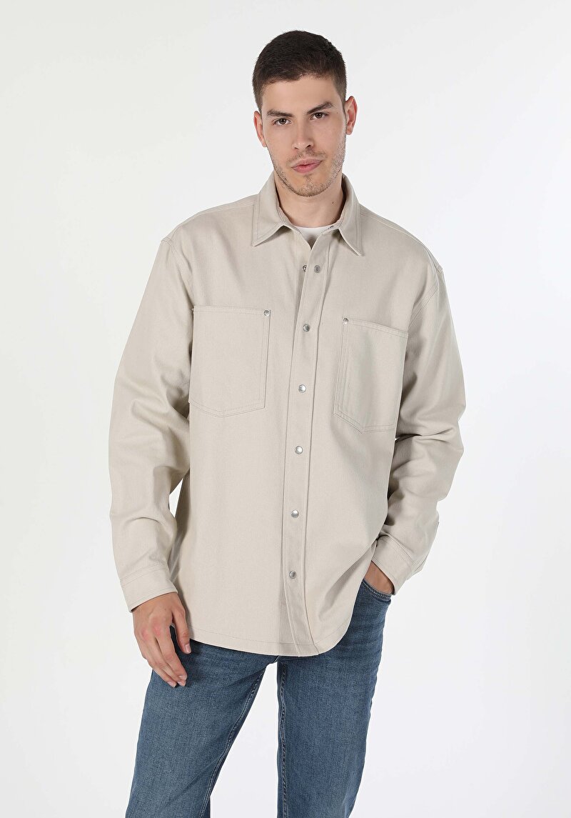 Зображення Сорочка З Довгим Рукавом Чоловіча Бежева  Cl1059808