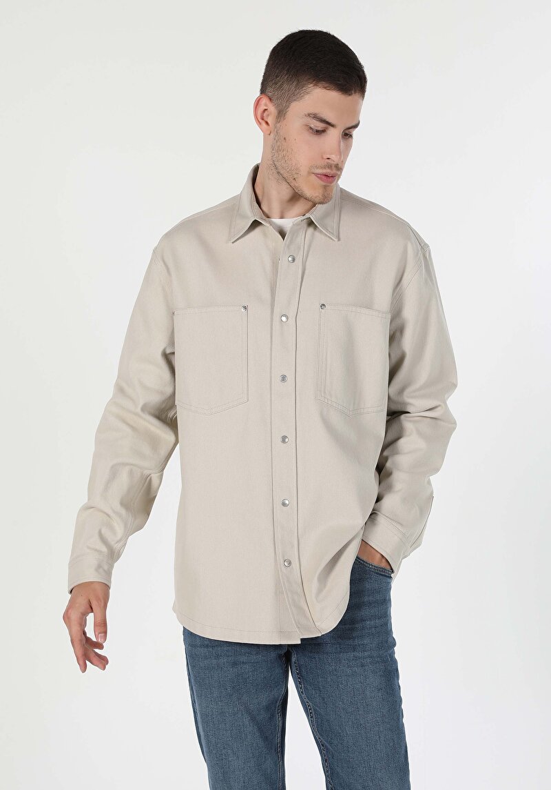 Зображення Сорочка З Довгим Рукавом Чоловіча Бежева  Cl1059808