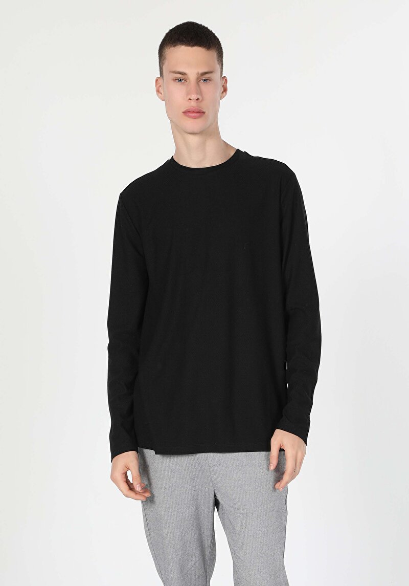 Показати інформацію про Футболка З Довгим Рукавом Чоловіча Чорна  Cl1051143