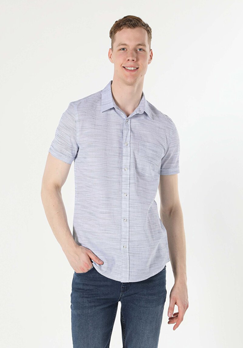 Зображення Сорочка З Коротким Рукавом Чоловіча Блакитна  Cl1053964