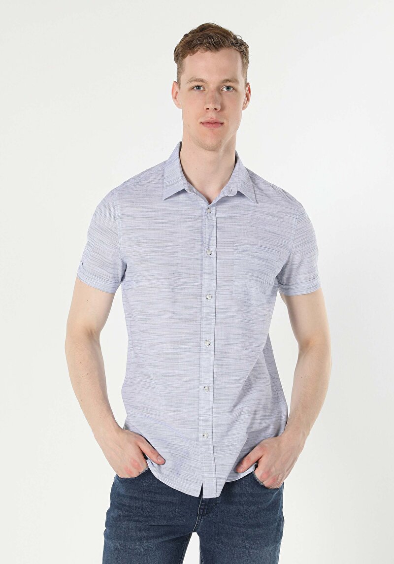 Показати інформацію про Сорочка З Коротким Рукавом Чоловіча Блакитна  Cl1053964