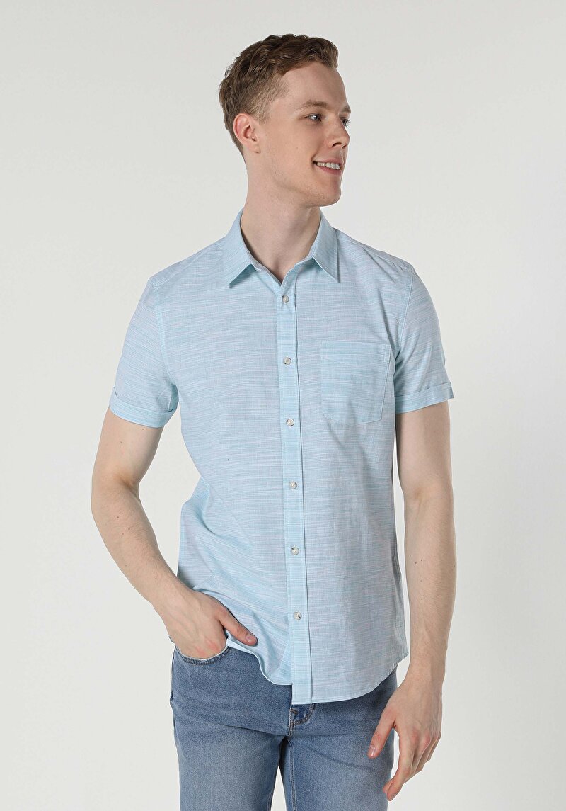 Зображення Сорочка З Коротким Рукавом Чоловіча Зелена  Cl1053964