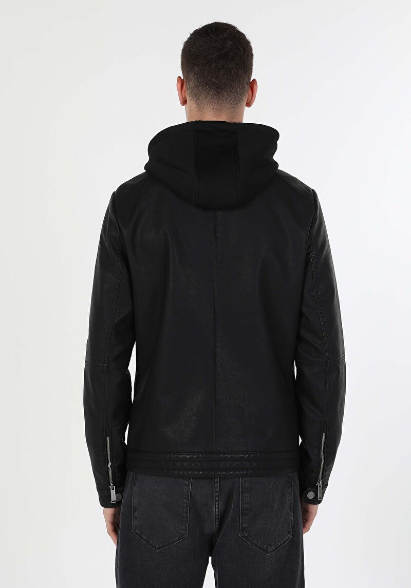 Показати інформацію про Куртка З Еко-шкіри Чоловіча Чорна  Cl1054817