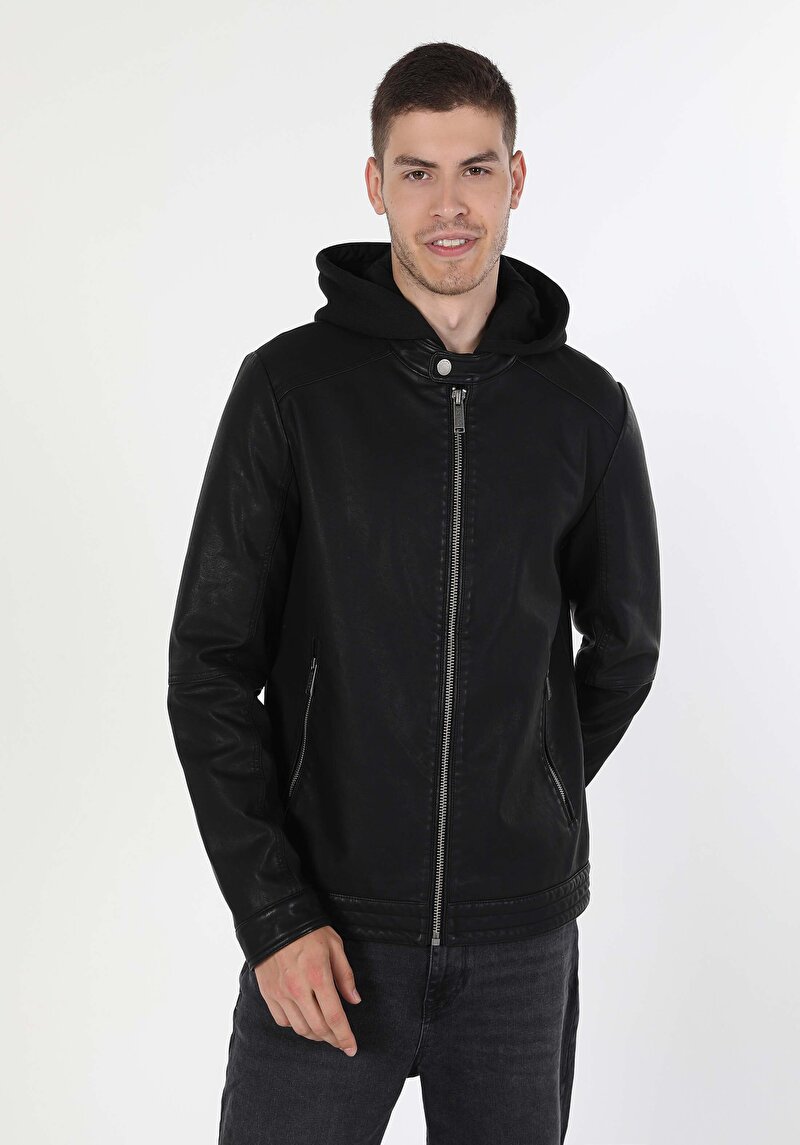 Показати інформацію про Куртка З Еко-шкіри Чоловіча Чорна  Cl1054817
