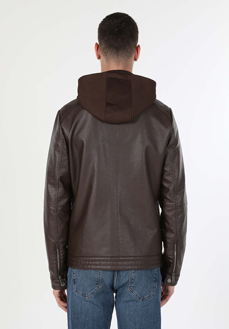 Показати інформацію про Куртка З Еко-шкіри Чоловіча Коричнева  Cl1054817