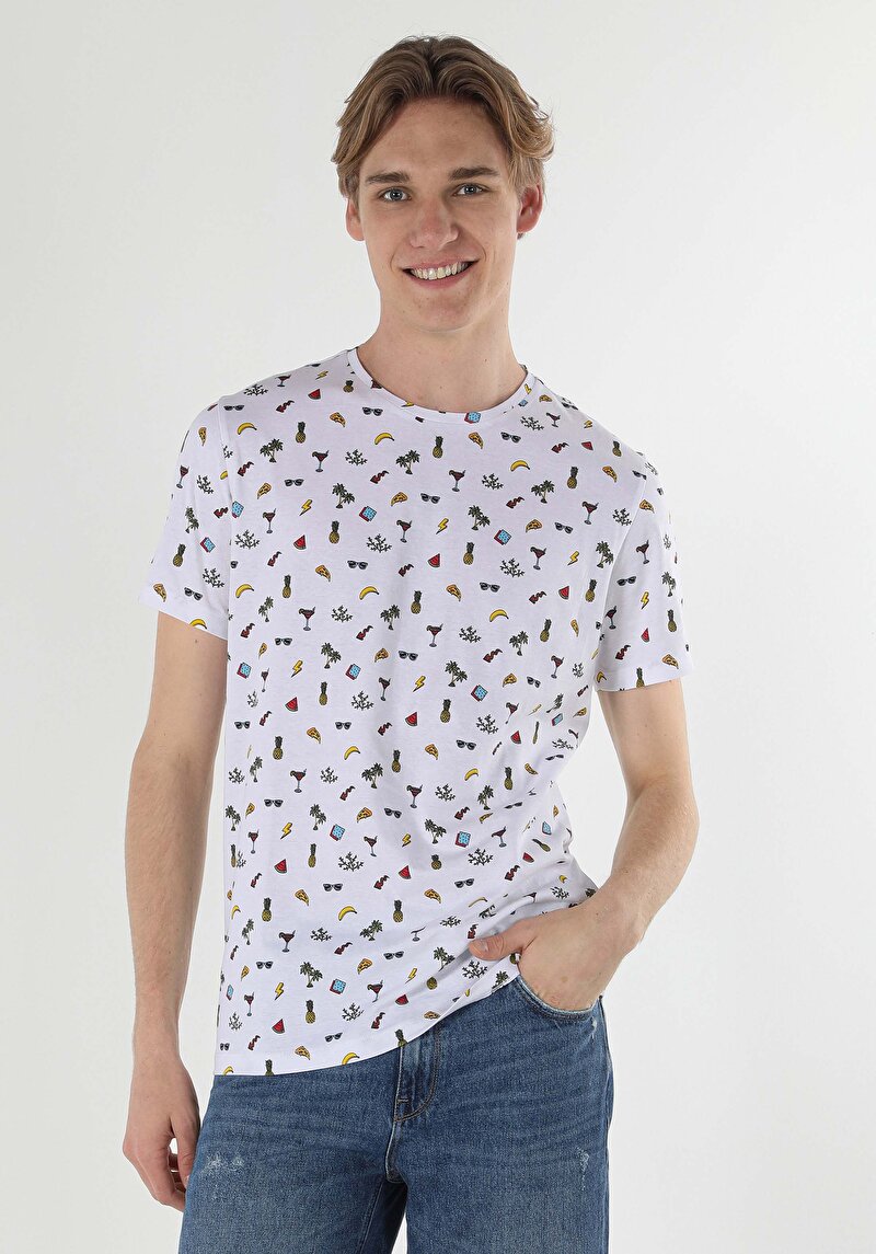 Показати інформацію про Футболка З Коротким Рукавом Чоловіча Біла  Cl1054892