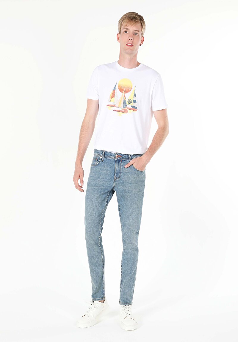 Зображення 044 Karl Джинси Чоловічі Блакитні Прямого Крою Cl1060108