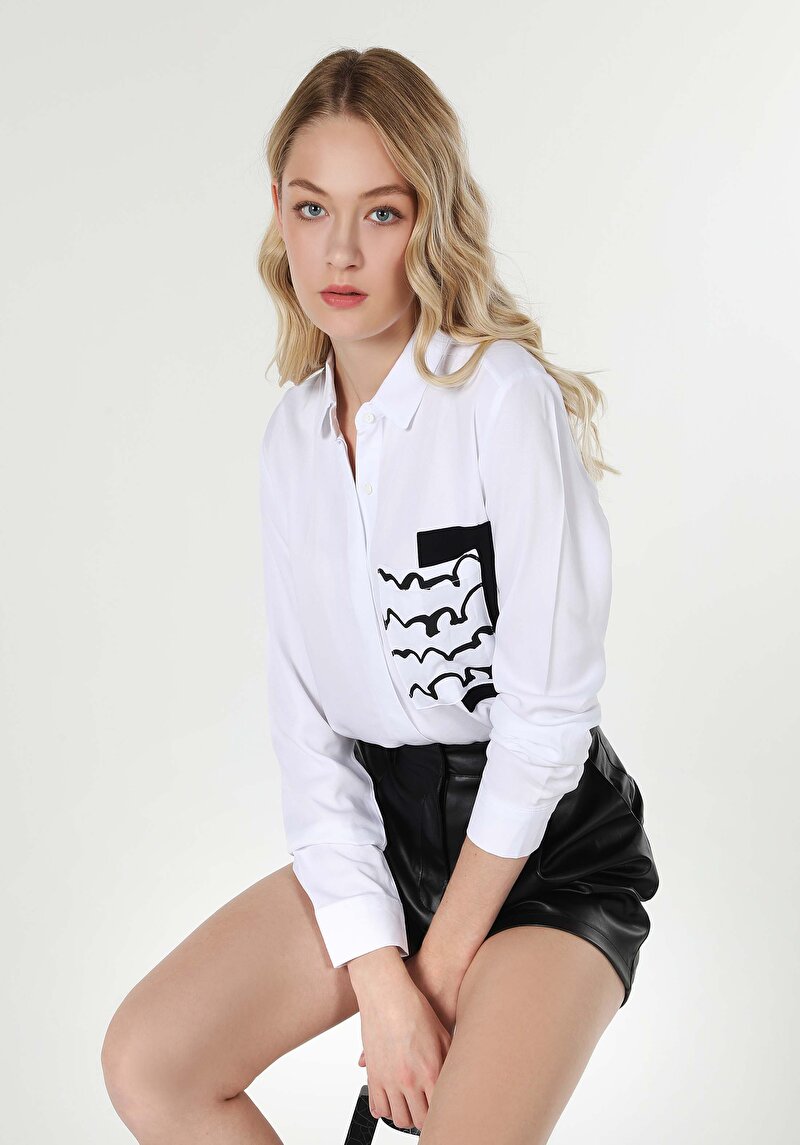 Зображення Сорочка З Довгим Рукавом Жіноча Біла  Cl1060143