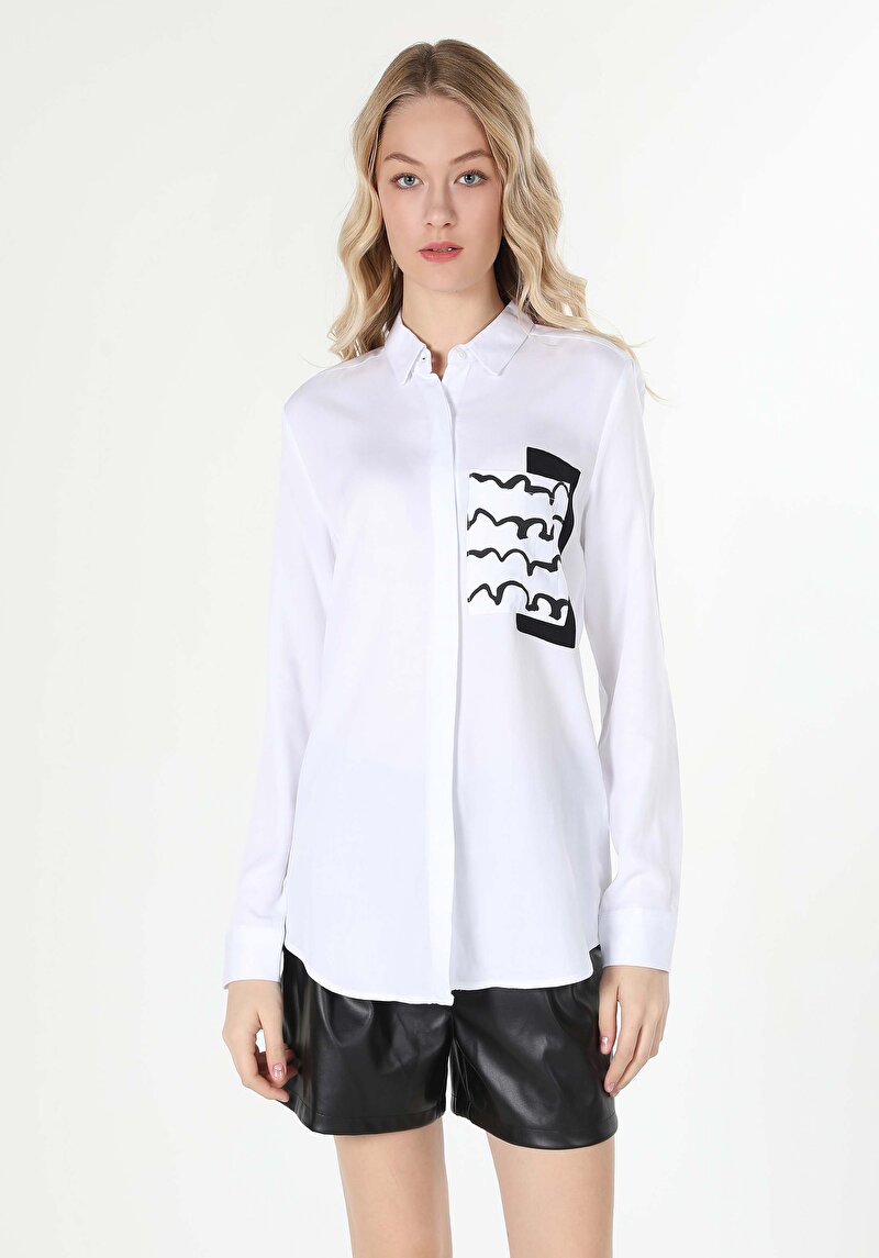 Показати інформацію про Сорочка З Довгим Рукавом Жіноча Біла  Cl1060143