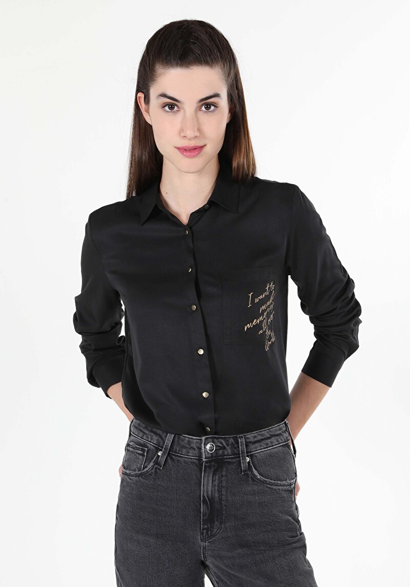 Зображення Сорочка З Довгим Рукавом Жіноча Чорна Cl1060145