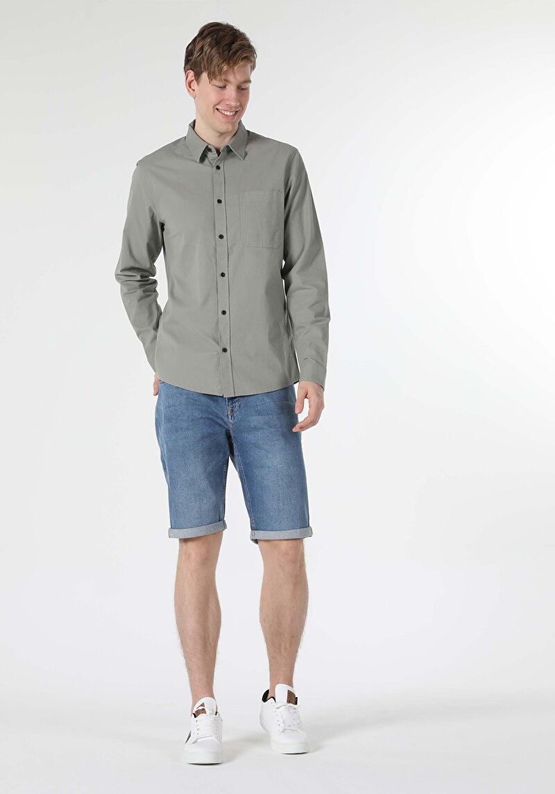 Зображення Сорочка З Довгим Рукавом Чоловіча Зелена  Cl1057179