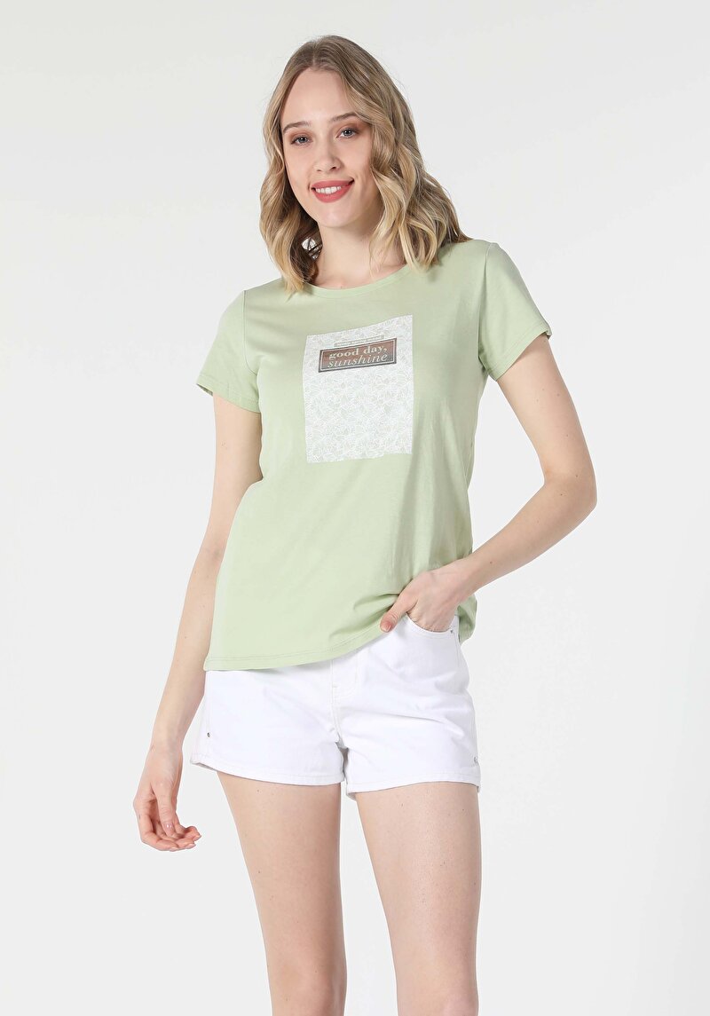 Показати інформацію про Футболка З Коротким Рукавом Жіноча Зелена  Cl1057356