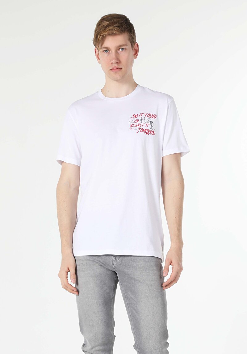 Показати інформацію про Футболка З Коротким Рукавом Чоловіча Біла  Cl1057551